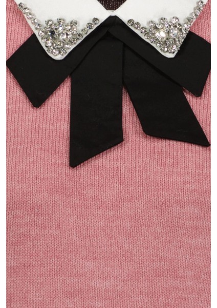 Gömlek Yaka Detaylı Kazak Pembe indirimleri