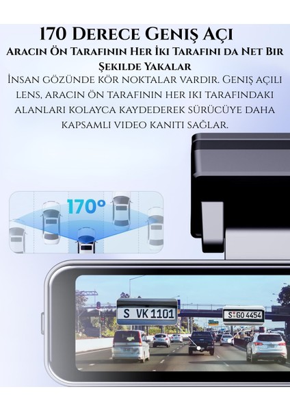 4K Ultra Hd Araç Kamerası Wifi Gps Gece Görüşlü Çift Kameralı modelleri