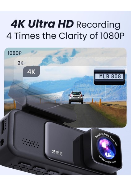 4K Ultra Hd Araç Kamerası Wifi Gps Gece Görüşlü Çift Kameralı indirimleri