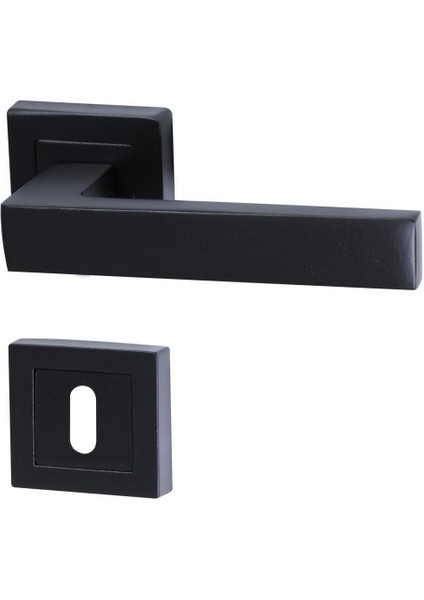 Kare Rozetli Oda Kapı Kolu Mat Siyah Metal Sağa Sola Uygun (1 Takım) modelleri