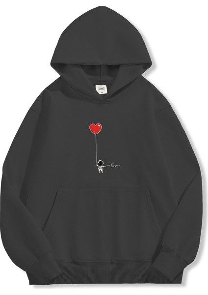 Unisex Sweatshirt Oversize Hoodie Astronaut Love Balloon