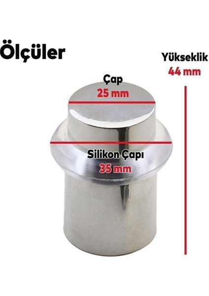 6'lı Contalı Krom Zamak Yer Koruyucu Kapı Tamponu Kapı Stoperi 4,5cm - (6 Adet) fırsatları