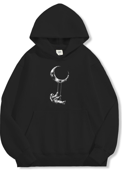 Unisex Sweatshirt Oversize Hoodie Astronaut & Moon Swing modelleri