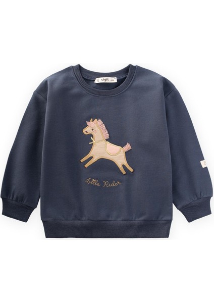 At Aplikeli Sweatshirt 1-6 Yaş Lacivert