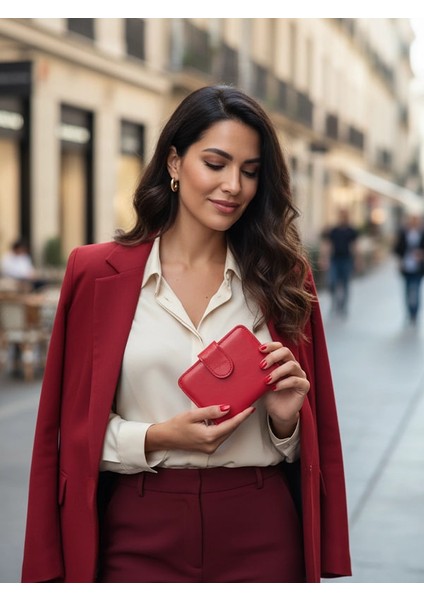 Deri Fermuarlı Küçük Kadın Cüzdanı