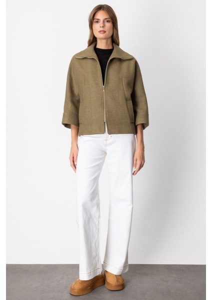 Mi Önü Fermuarlı Kaban Haki 80024 fiyatları