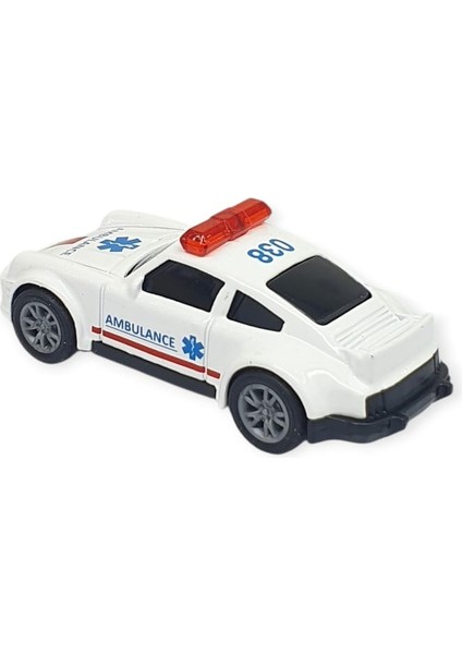 Çek Bırak Metal Küçük Arabalar 8 cm - SH40031 - Beyaz Ambulans Arabası (Lisinya) modelleri