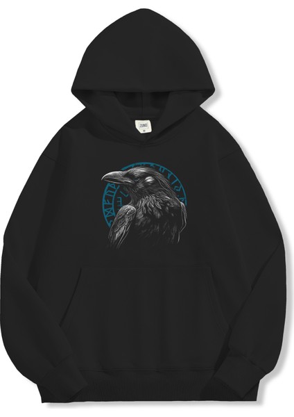 Unisex Sweatshirt Oversize Hoodie Raven Clock modelleri