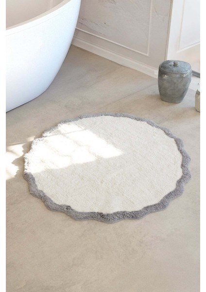 Scallop Yuvarlak Banyo Paspası Bambu 90X90 Gri