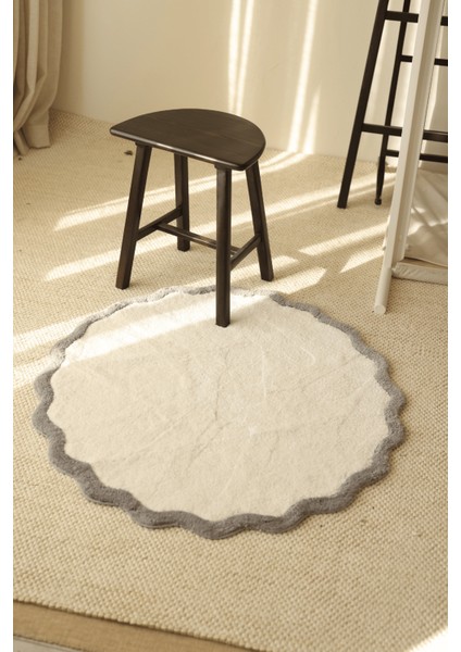Scallop Yuvarlak Banyo Paspası Bambu 90X90 Gri