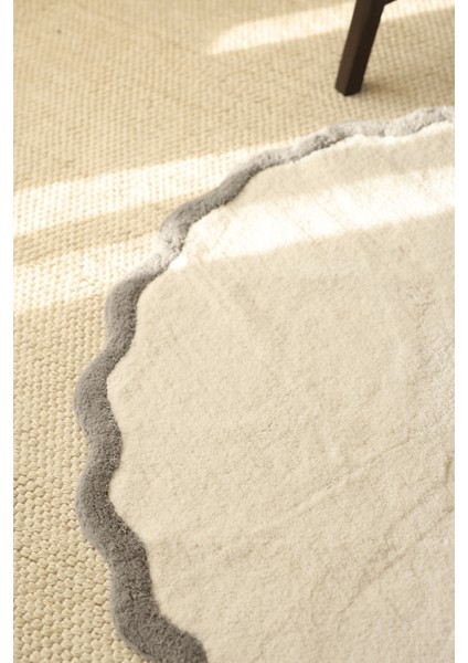 Scallop Yuvarlak Banyo Paspası Bambu 90X90 Gri