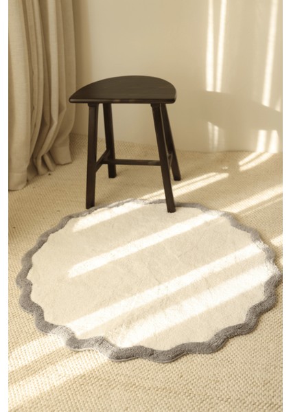 Scallop Yuvarlak Banyo Paspası Bambu 90X90 Gri