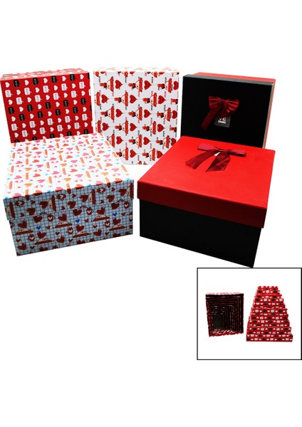 10 Parça Boy Desenli Dikdörtgen Hediye Kutusu (5264)