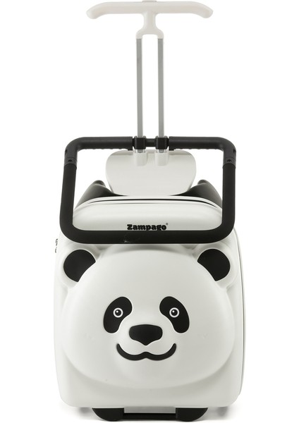 Panda Tasarımlı Oturulabilir Çocuk Valizi – Düşme Engelleyici, Seyahat Tipi Bavul