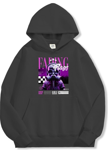 Unisex Sweatshirt Oversize Hoodie Fading Flags