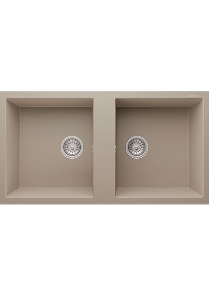 P019 Nemrut Granit Mutfak Eviyesi Cappucino Tezgah Altı - Üstü 97X52 cm Iki Gözlü