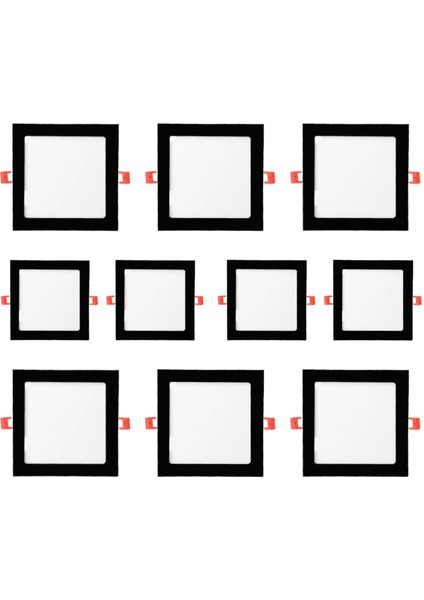 10 Adet 6W Sıva Altı Siyah Kare LED Panel 3000K Günışığı MX-1030