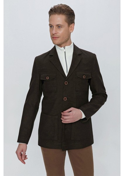 Ka 071 Slim Fit Boz Siyah Spor Kaban