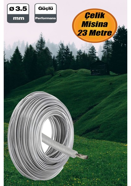 Çelik Telli 3.5 mm 23 Metre Misina Motorlu Tırpan Yan Yuvarlak Çim Ot Biçme Teli Güçlü.