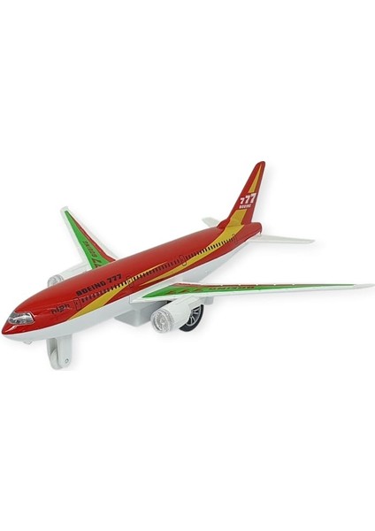 Çek Bırak Sesli Işıklı Metal Uçak - 180 - Kırmızı (Lisinya)