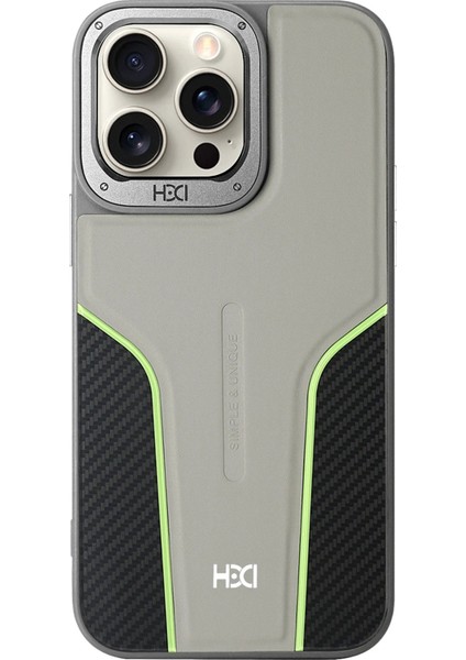 iPhone 15 Pro HBC-264 Lambor Karbon Fiber Sport Kapak - Natural Grey