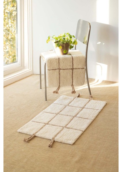 Elani 2’li Takım Banyo Paspası %100 Pamuk 40X60+60X90 cm Bej