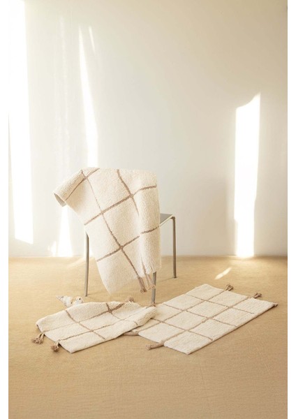 Elani 2’li Takım Banyo Paspası %100 Pamuk 40X60+60X90 cm Bej fırsatları