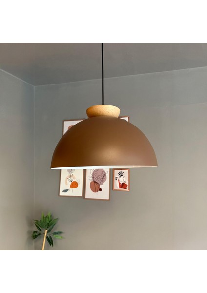 Yimpi Sütlü Kahve Avize Ahşap Tekli Sarkıt Salon Kuaför Cafe Dekoratif Aydınlatma Pastane modelleri