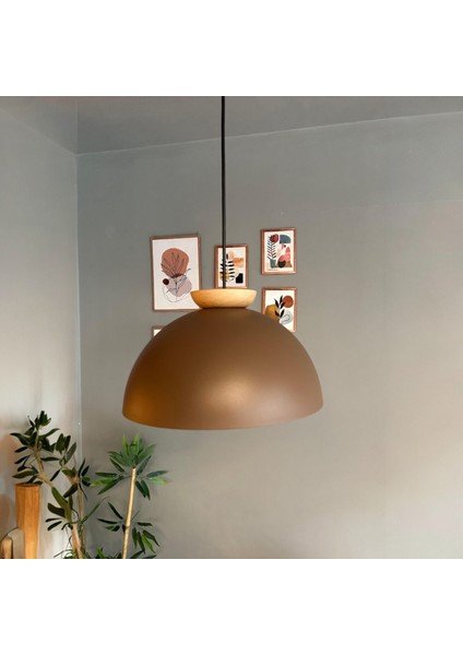 Yimpi Sütlü Kahve Avize Ahşap Tekli Sarkıt Salon Kuaför Cafe Dekoratif Aydınlatma Pastane fırsatları