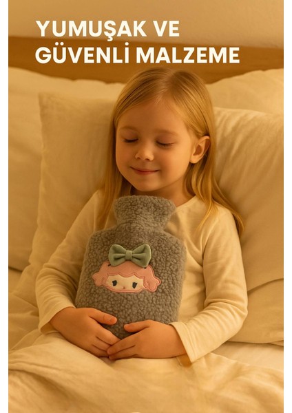 Gri Peluş Sıcak Su Torbası – Yumuşak, Güvenli ve Şık Saçlı Kız Model, 1 Litre indirimleri