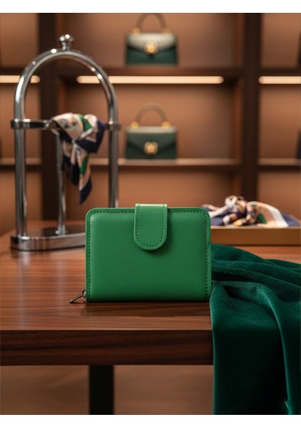 Deri Fermuarlı Küçük Kadın Cüzdanı