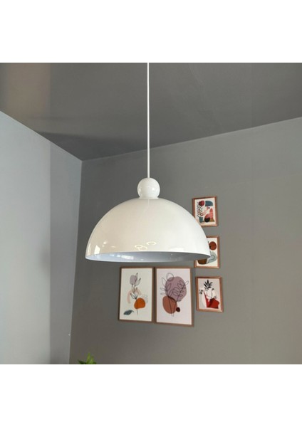 Yimpi Avize Tekli Beyaz Boncuk Başlık Sarkıt Salon Kuaför Cafe Dekoratif Aydınlatma Pastane