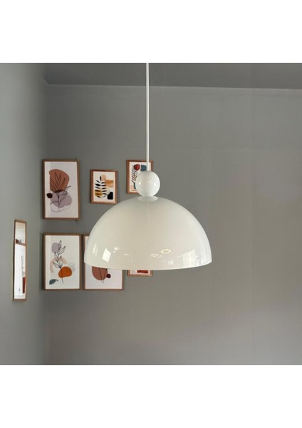 Yimpi Avize Tekli Beyaz Boncuk Başlık Sarkıt Salon Kuaför Cafe Dekoratif Aydınlatma Pastane