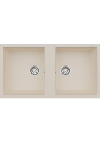 P019 Nemrut Granit Mutfak Eviyesi Krem Tezgah Altı - Üstü 97X52 cm Iki Gözlü