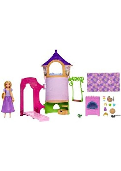 Rapunzelin Kulesi Kız Çocuklar İçin 6 Oyun Alanı ve 14 Aksesuar ile