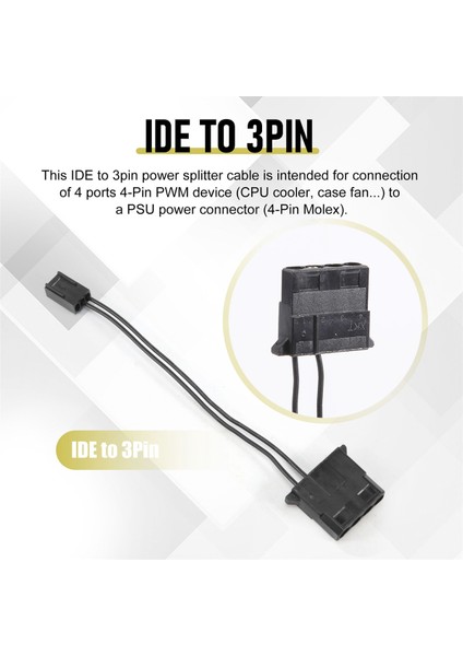 Adet Ide - 3 Pin Fan Güç Kablosu Molex D Fişi Güç - 3 Pin Konnektör Bilgisayar Pc Soğutma Dönüştürücü Kablosu (Yurt Dışından) indirimleri