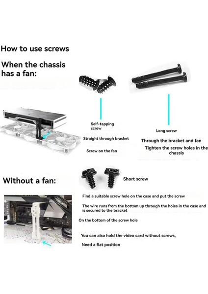 Gpu Destek Çerçevesi Ayarlanabilir Gpu Desteği Sarkmayı Önler Kasa Için Video Kartı Destek Braketi 12 cm Fan Pozisyonu Beyaz (Yurt Dışından) modelleri