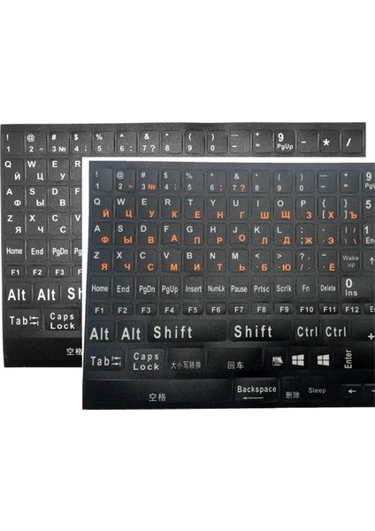 Adet Tam Boy Rusça Klavye Çıkartmaları Harf Alfabe Düzeni Çıkartma Tuşu Dizüstü Bilgisayar Masaüstü Bilgisayar Için Rusça - Beyaz Harfler (Yurt Dışından)