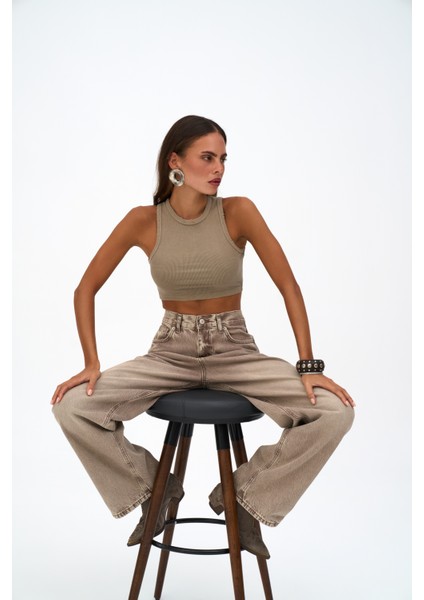 Volme Yıkamalı Kahve Jean Pantolon