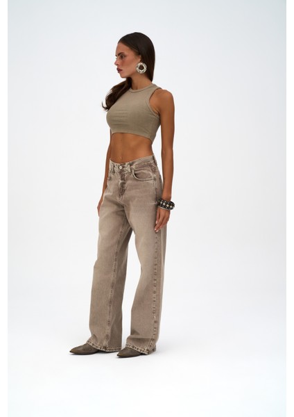 Volme Yıkamalı Kahve Jean Pantolon modelleri