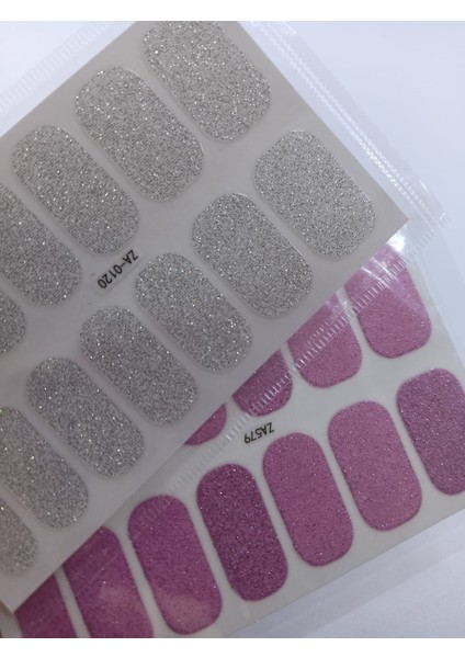 Kendinden Yapışkanlı Nail Sticker 2 Paket Tırnak Stickeri Takma Yapışkanlı Oje Pembe Beyaz Simli fiyatları