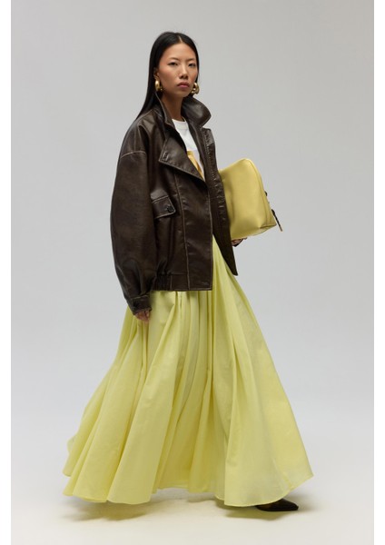 Faylinn Pileli Sarı Uzun Etek