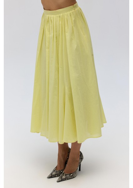 Amaya Bilek Hizasında Pileli Sarı Etek fırsatları