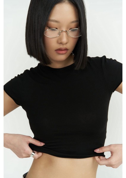 Toppin Siyah Penye Crop