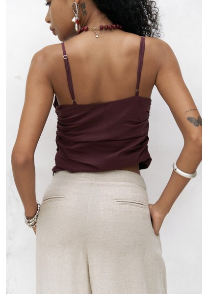 Mahoney Bej Keten Palazzo Pantolon fırsatları