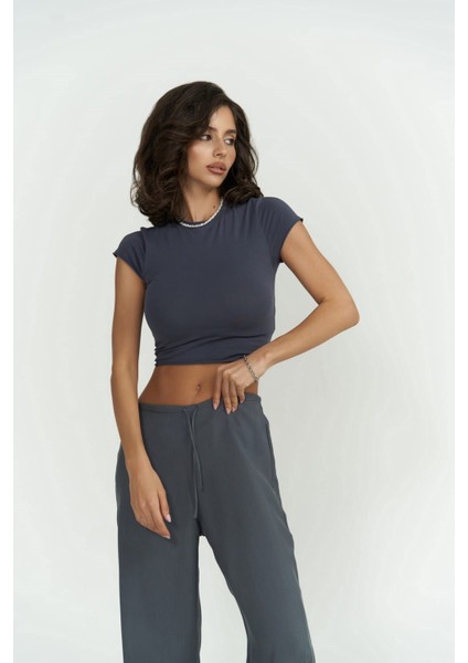 Toppin Antrasit Penye Crop