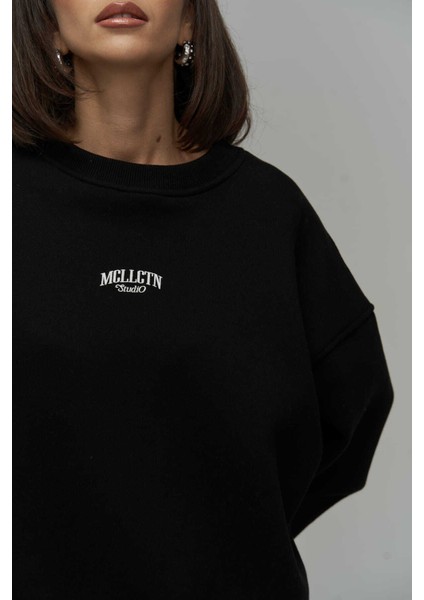 Fear Less Siyah Oversize Sweatshirt modelleri