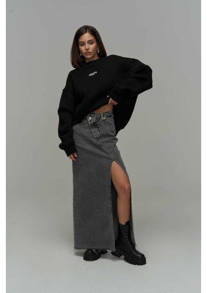 Fear Less Siyah Oversize Sweatshirt fırsatları