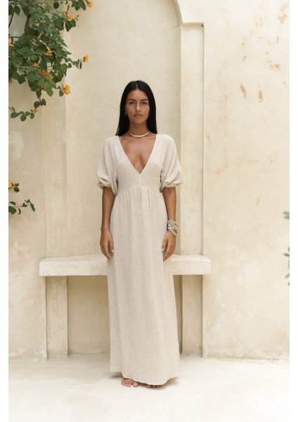 Habire Sırt Dekolteli Bej Elbise fiyatları