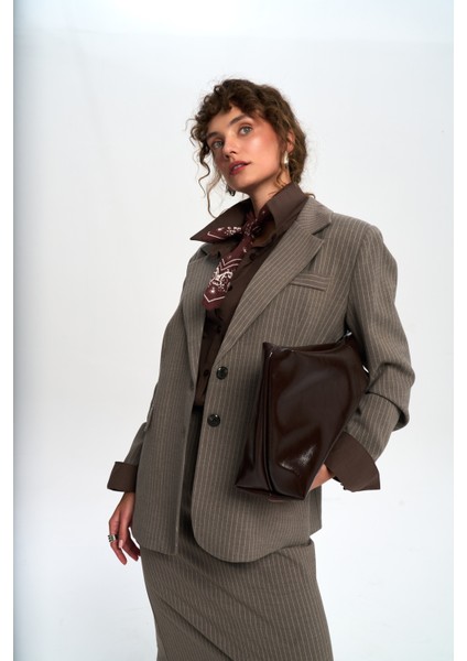 Bruno Çizgili Füme Blazer